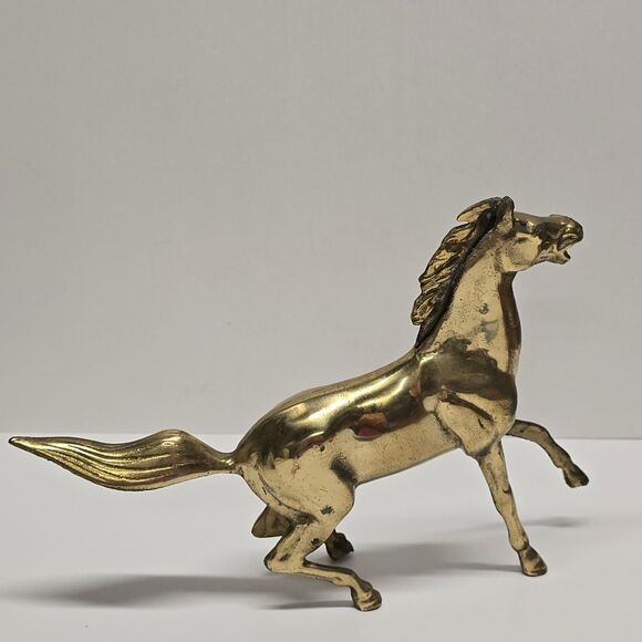 Brass Horse Figurine Galloping 11 1/2" Vintage Equestrian - Picture 2 of 8